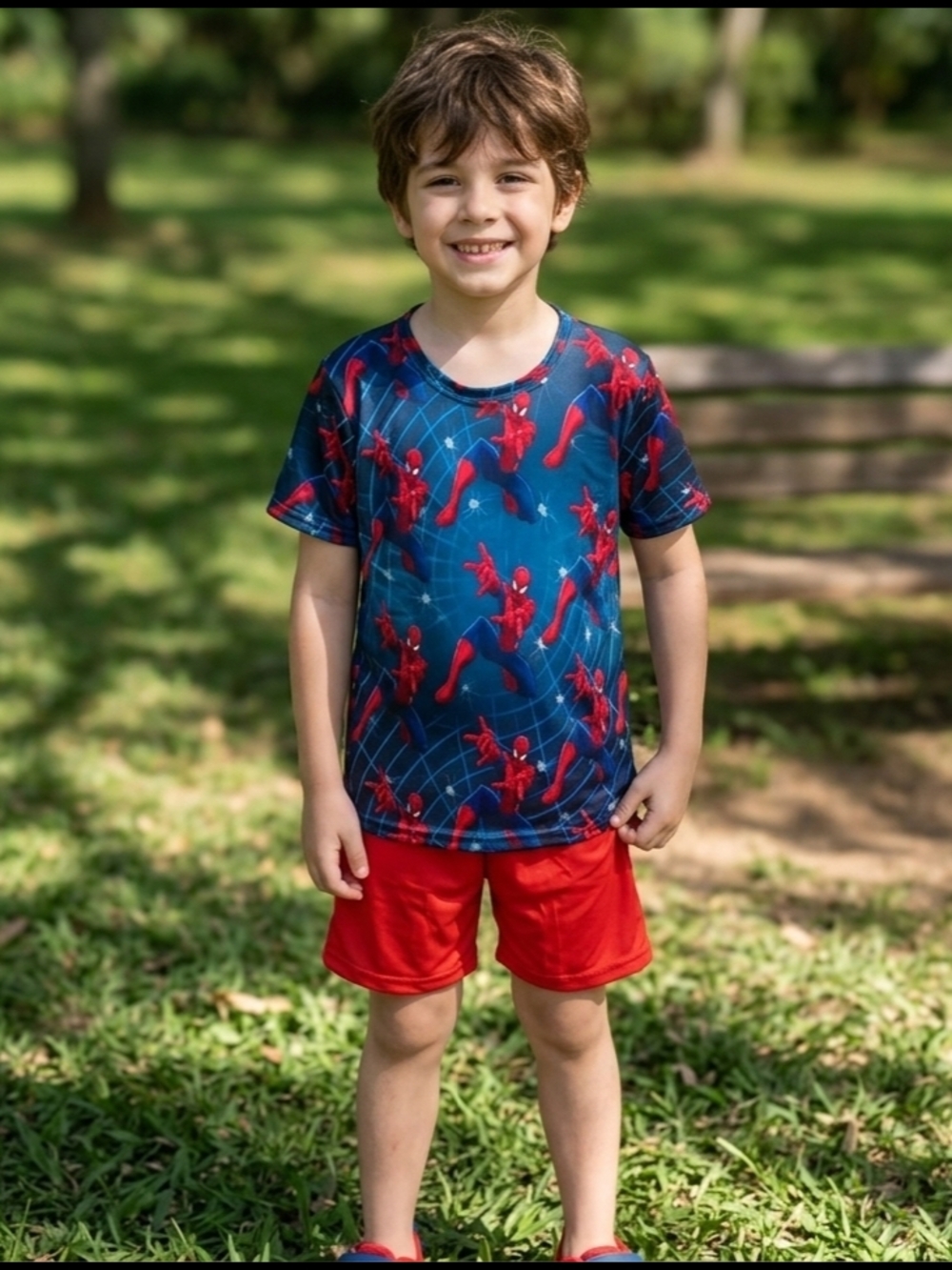 Boys 7/8 Spiderman Outfit - Blue & Red